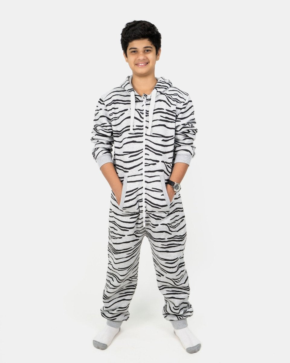 Zebra Marl Charcoal Kids Fleece Onesie