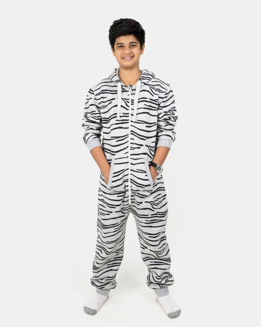 Zebra Marl Charcoal Kids Fleece Onesie