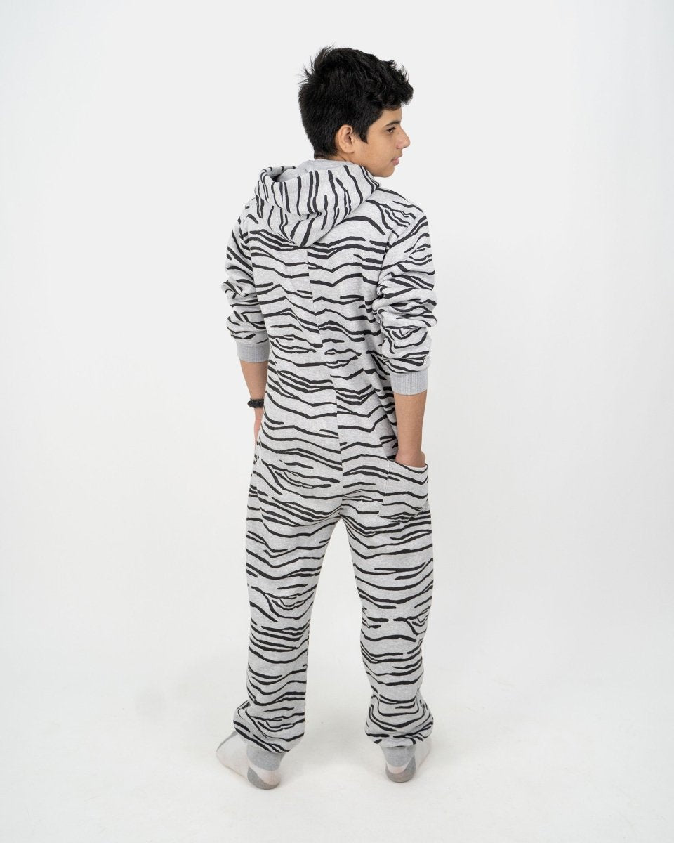 Zebra Marl Charcoal Kids Fleece Onesie