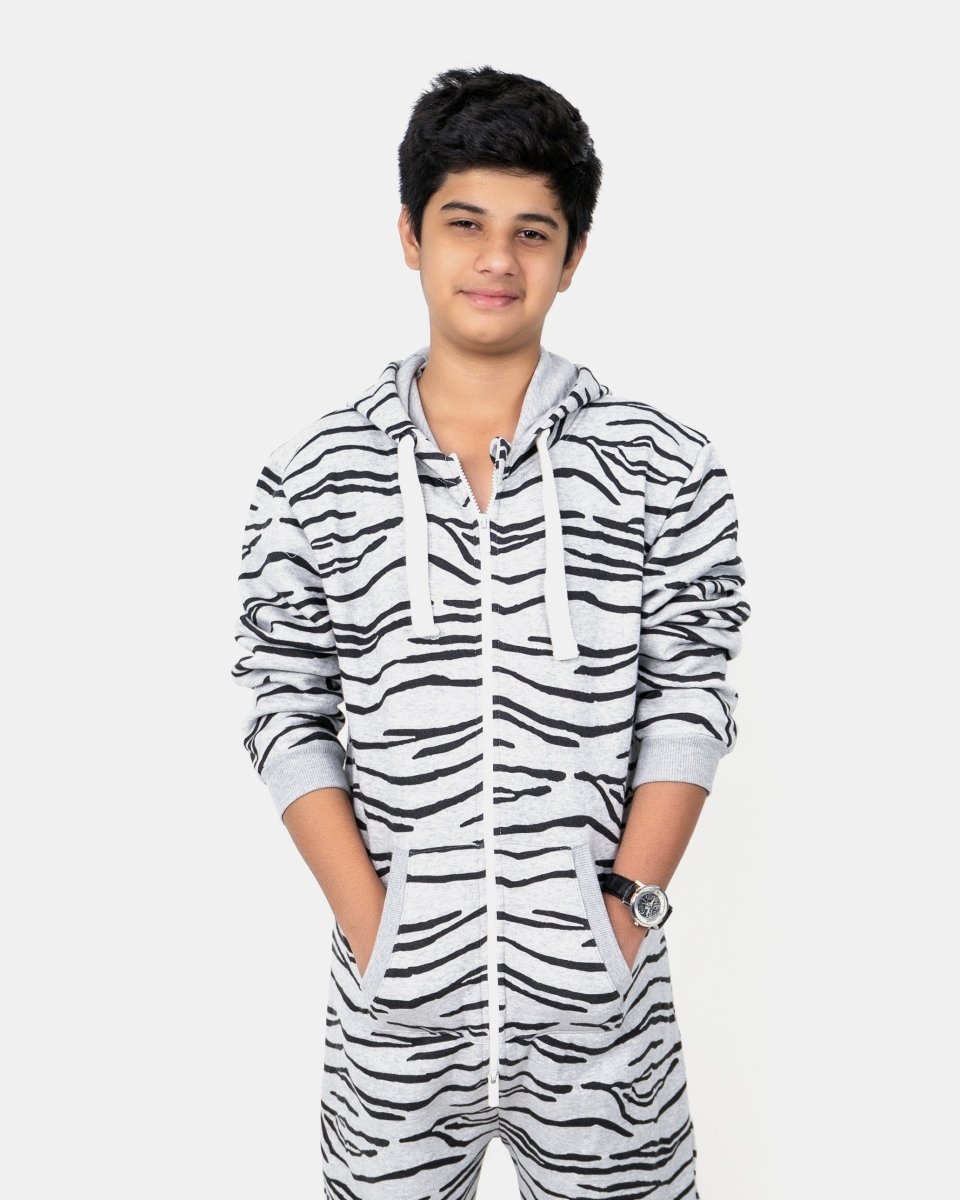 Zebra Marl Charcoal Kids Fleece Onesie