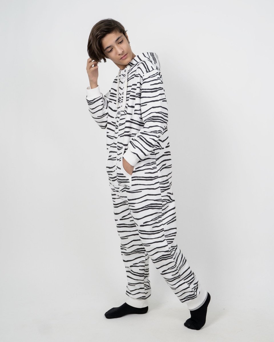 Zebra White Kids Fleece Onesie