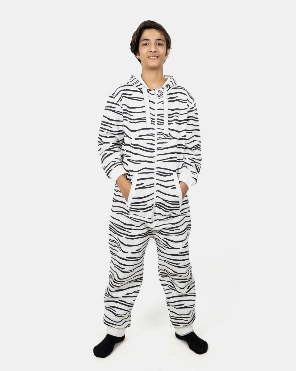 Zebra White Kids Fleece Onesie