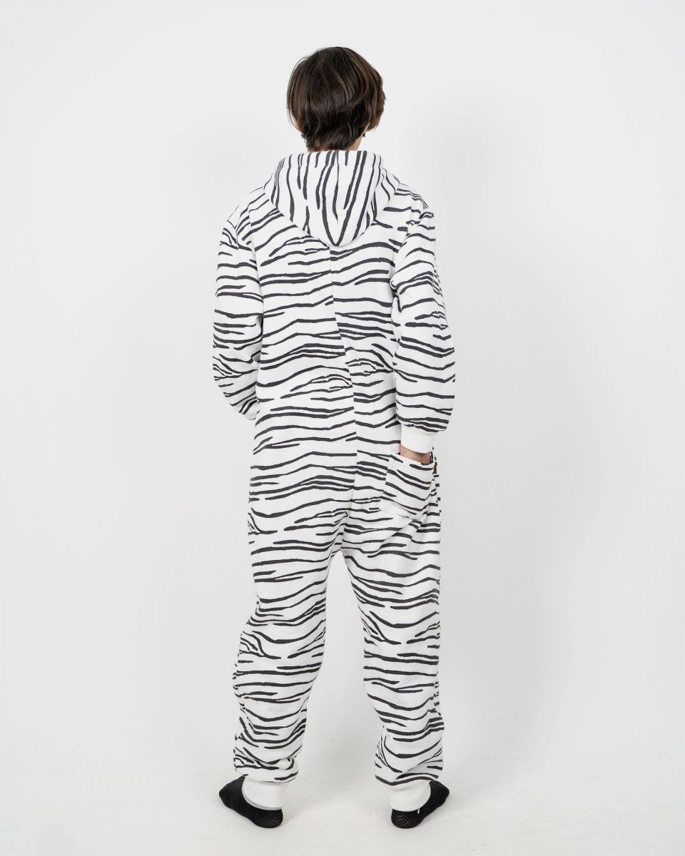 Zebra White Kids Fleece Onesie