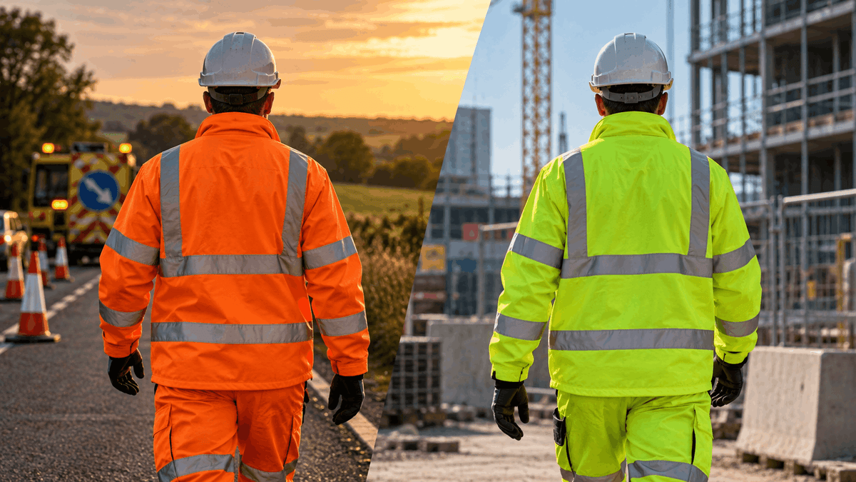 Orange vs GreenYellow Hi-Vis Workwear