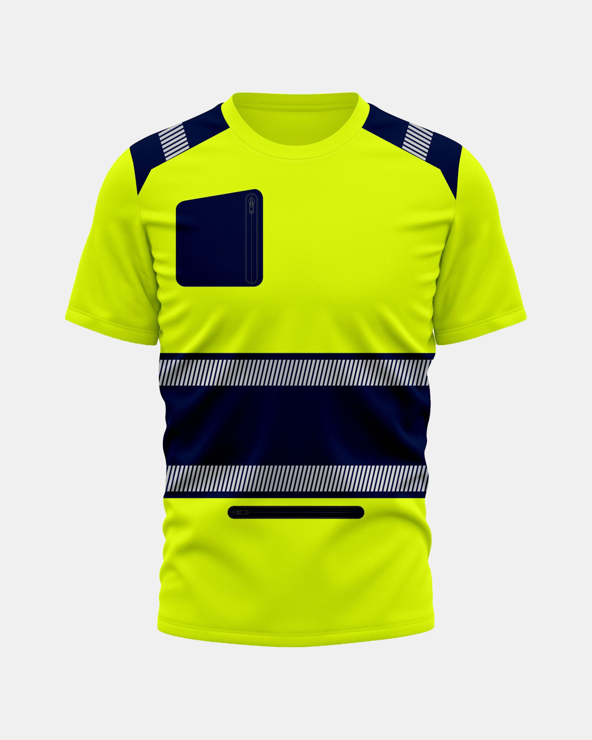 Hi-Vis Workwear T-Shirt | Neon Green & Navy with Reflective Stripe – NOROZE