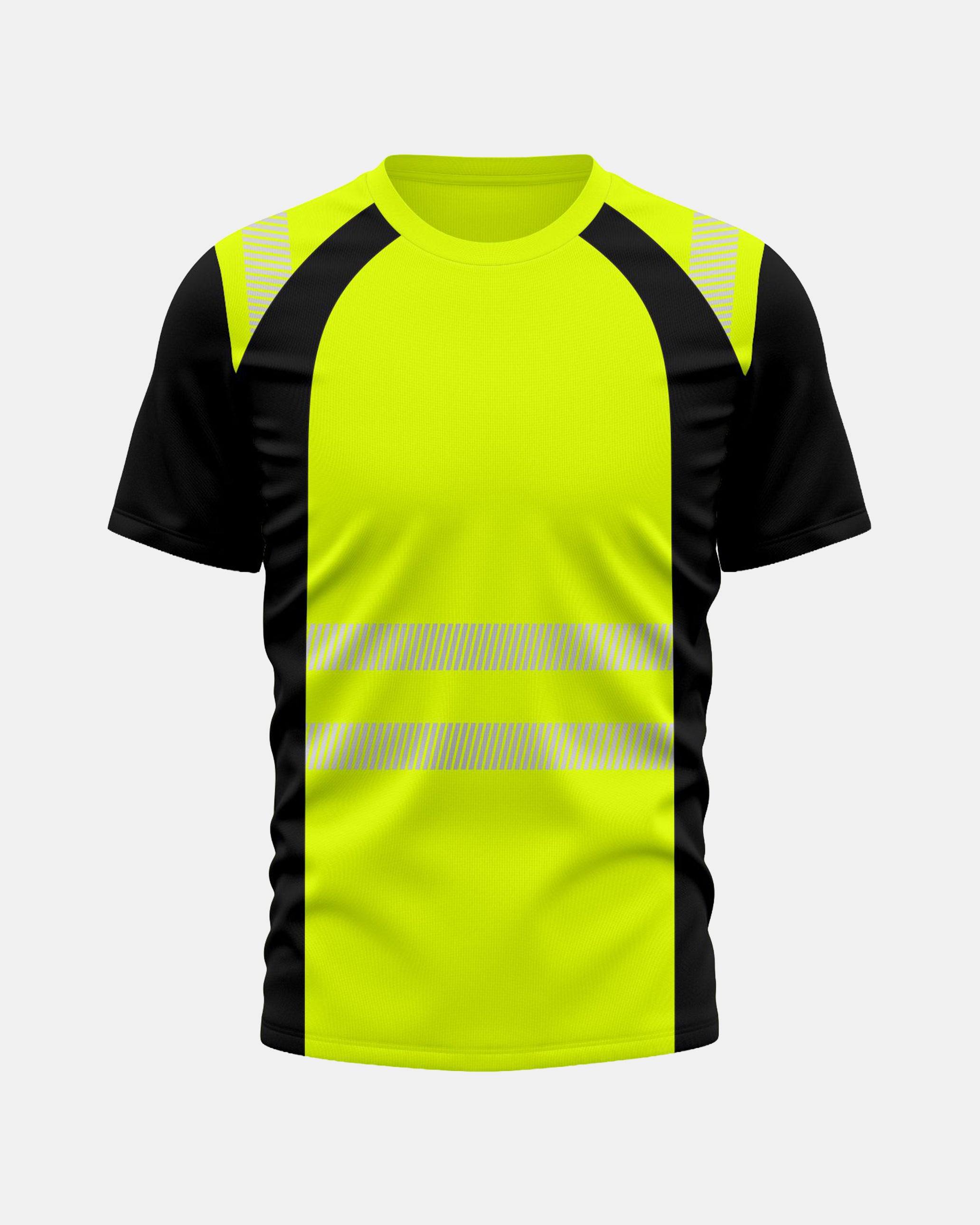 Hi-Vis Workwear T-Shirt | Neon Green & Black with Reflective Stripe – NOROZE
