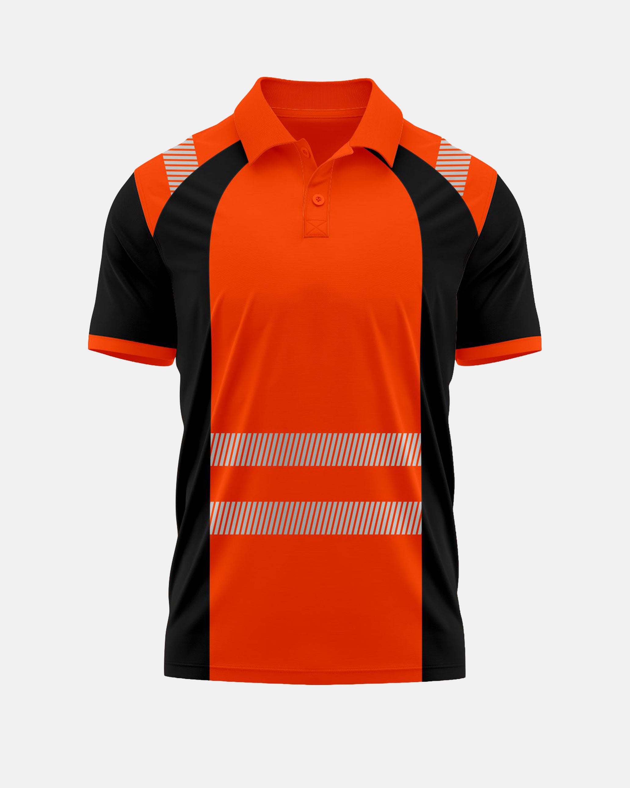 Hi-Vis Workwear Polo | Neon Orange & Black with Reflective Stripe – NOROZE s1