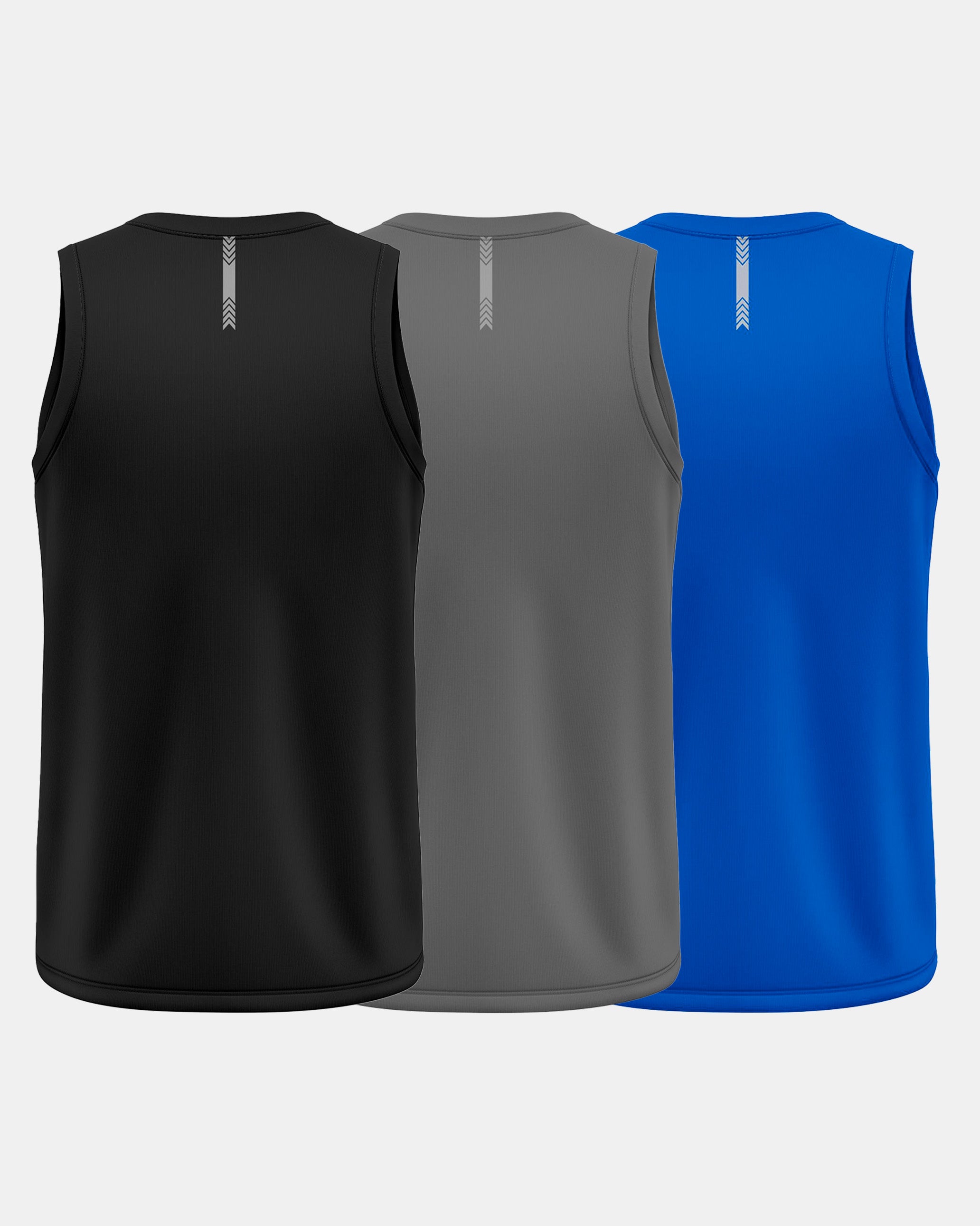 GymRight Gym Tank Tops | Muscle Fit Workout Vest | Pack of 3 | B, G & R