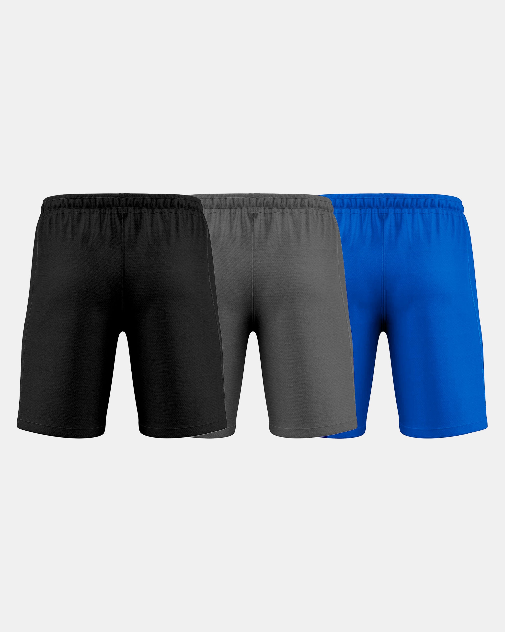 GymRight Gym Shorts | Breathable Athletic Shorts Pack of 3| B, G & R.