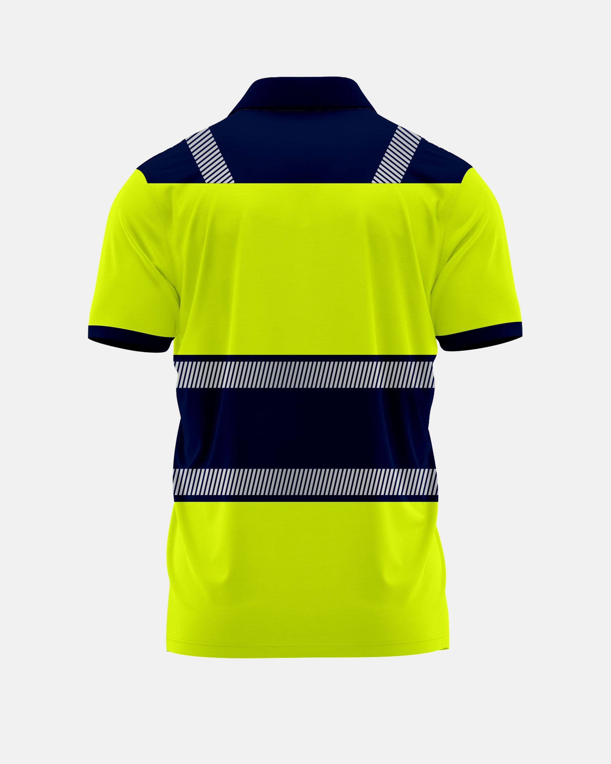 Hi-Vis Workwear Polo| Neon Green & Navy with Reflective Stripe – NOROZE S2