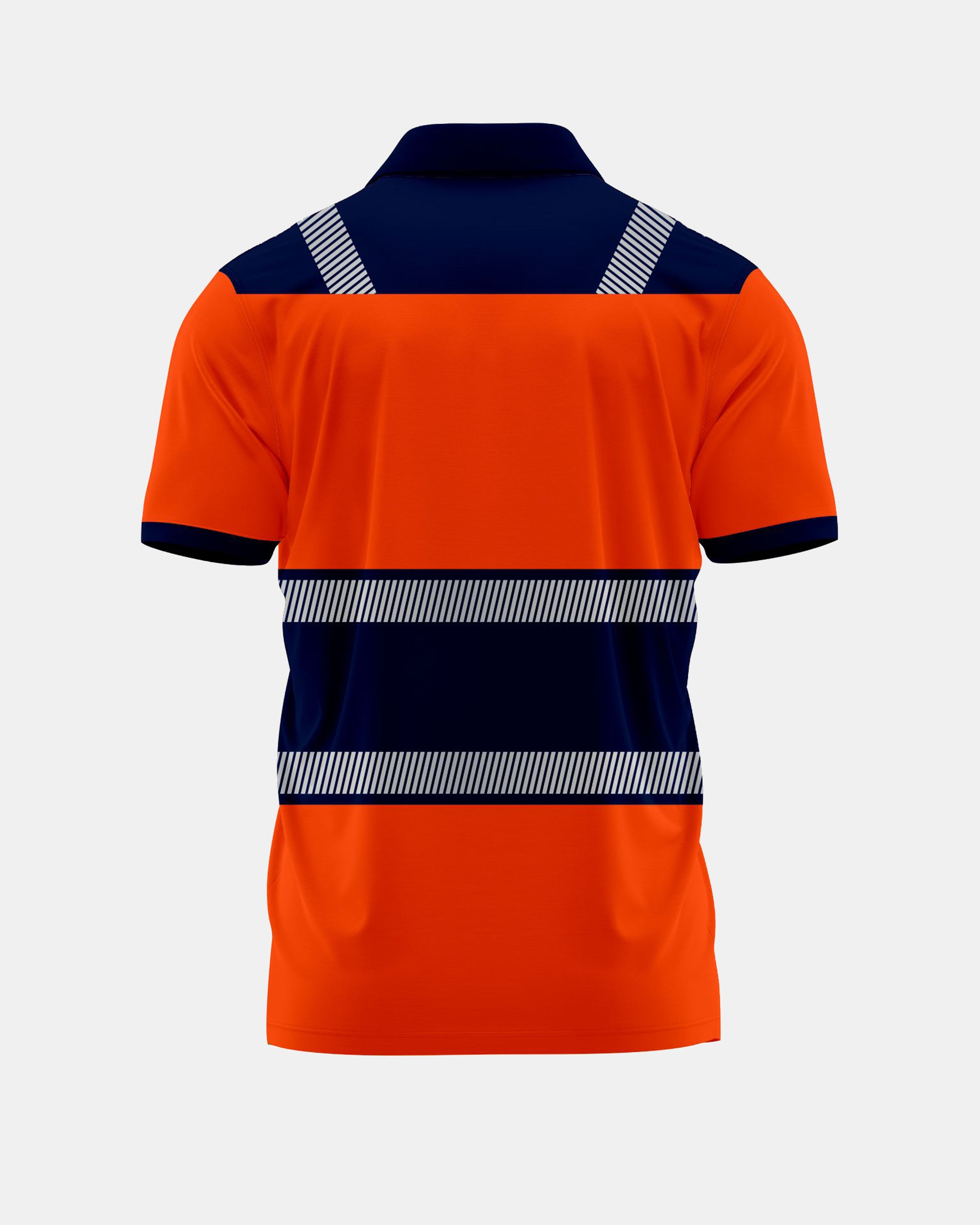 Hi-Vis Workwear Polo | Neon Orange & Navy with Reflective Stripe – NOROZE s2