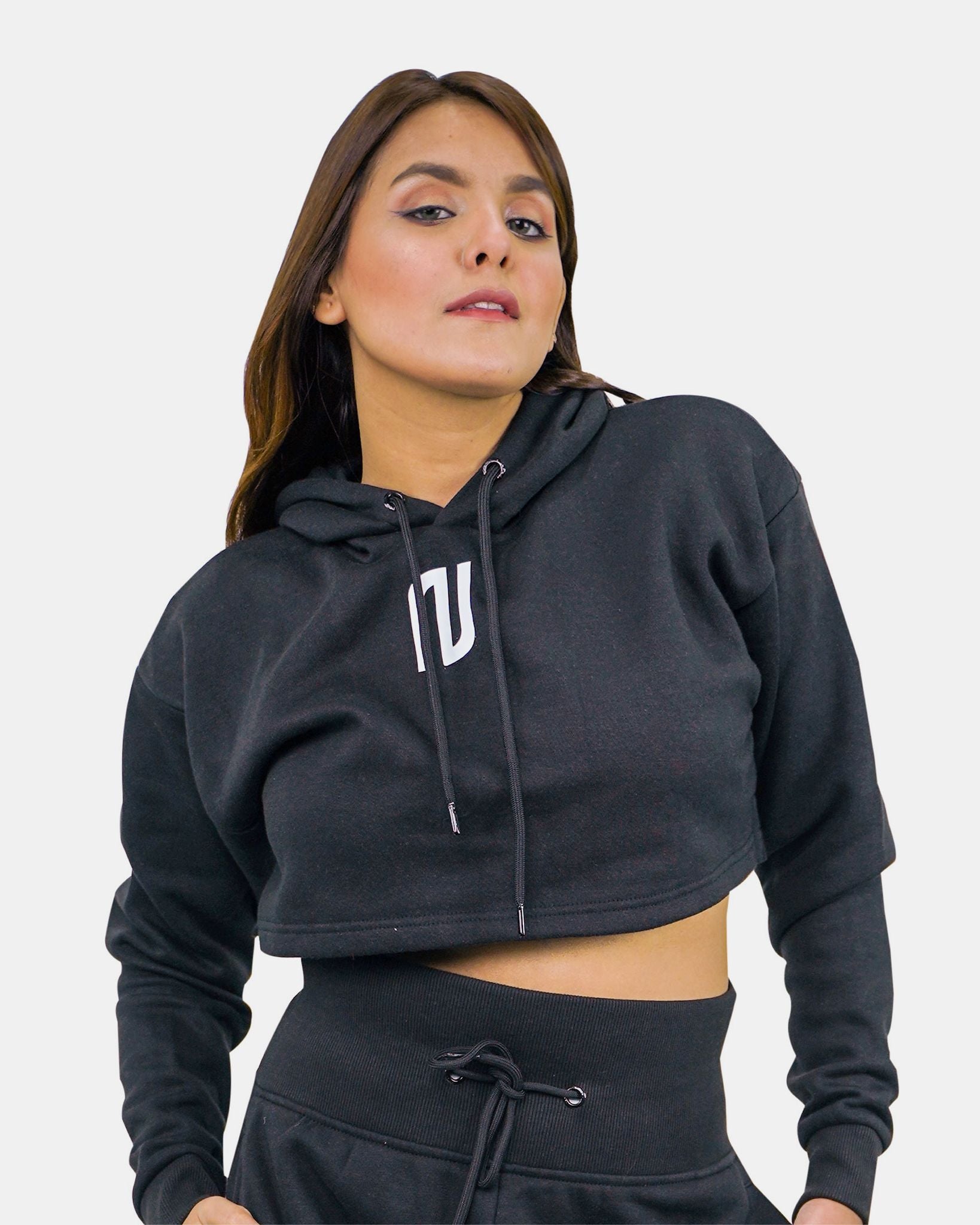 Stylish Black Crop Hoodie for Women