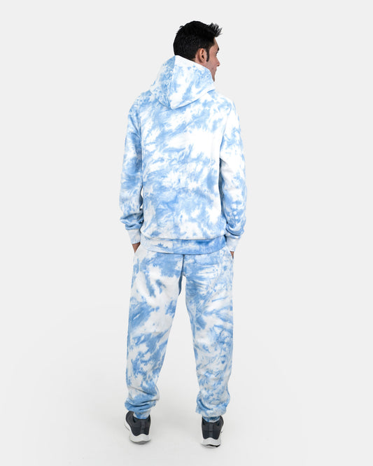 Men's Blue Fleece Tie-Dye Tracksuit