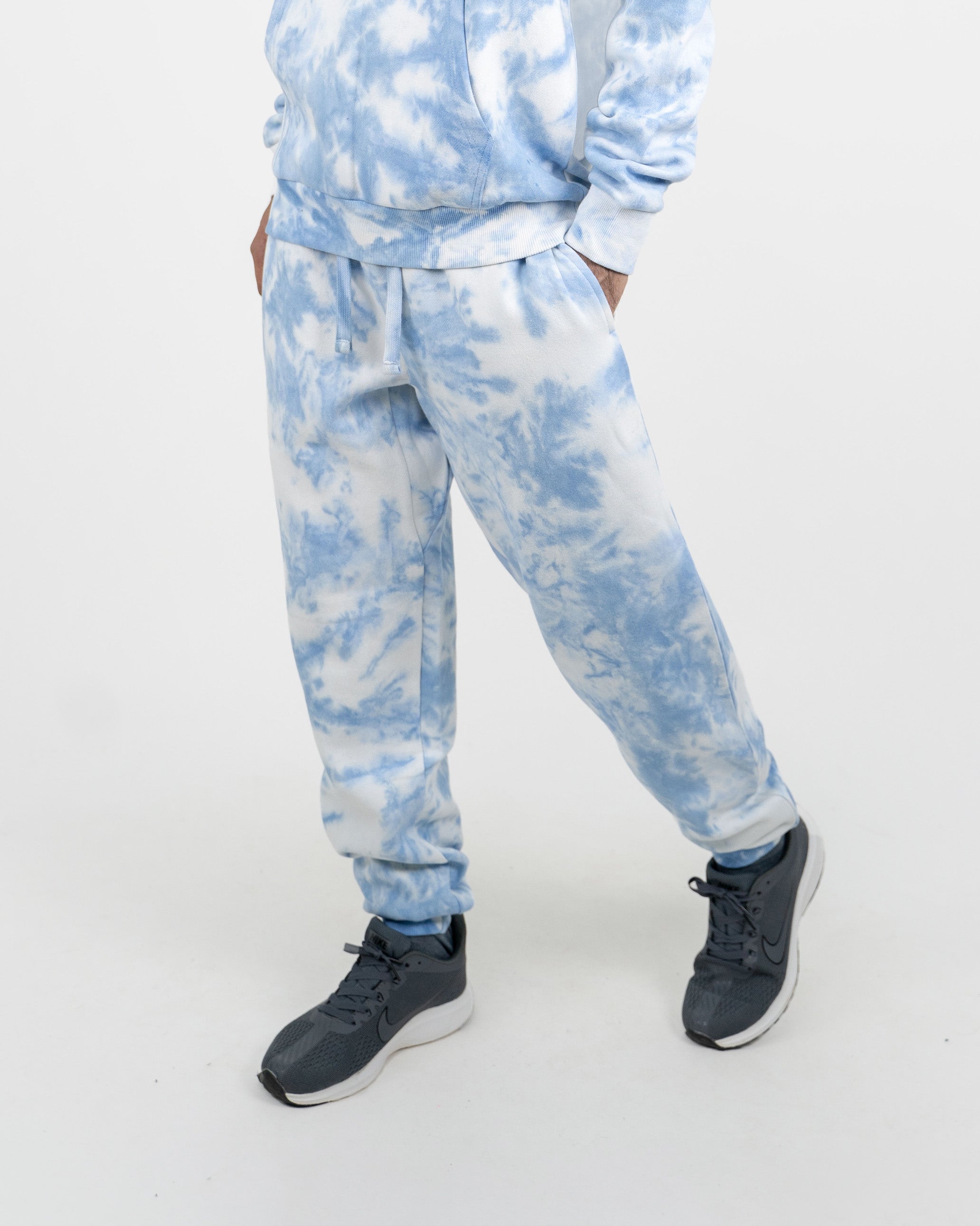 Men's Blue Fleece Tie-Dye Tracksuit