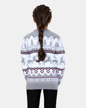Jumping Reindeer Grey Kids Xmas Jumper