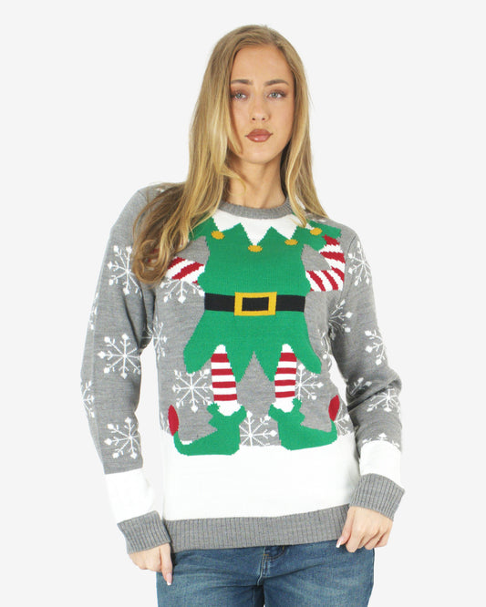 Mid-grey Womens Knitted Long Sleeves Sweater