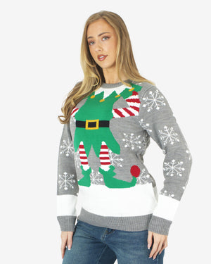 Mid-grey Womens Knitted Long Sleeves Sweater