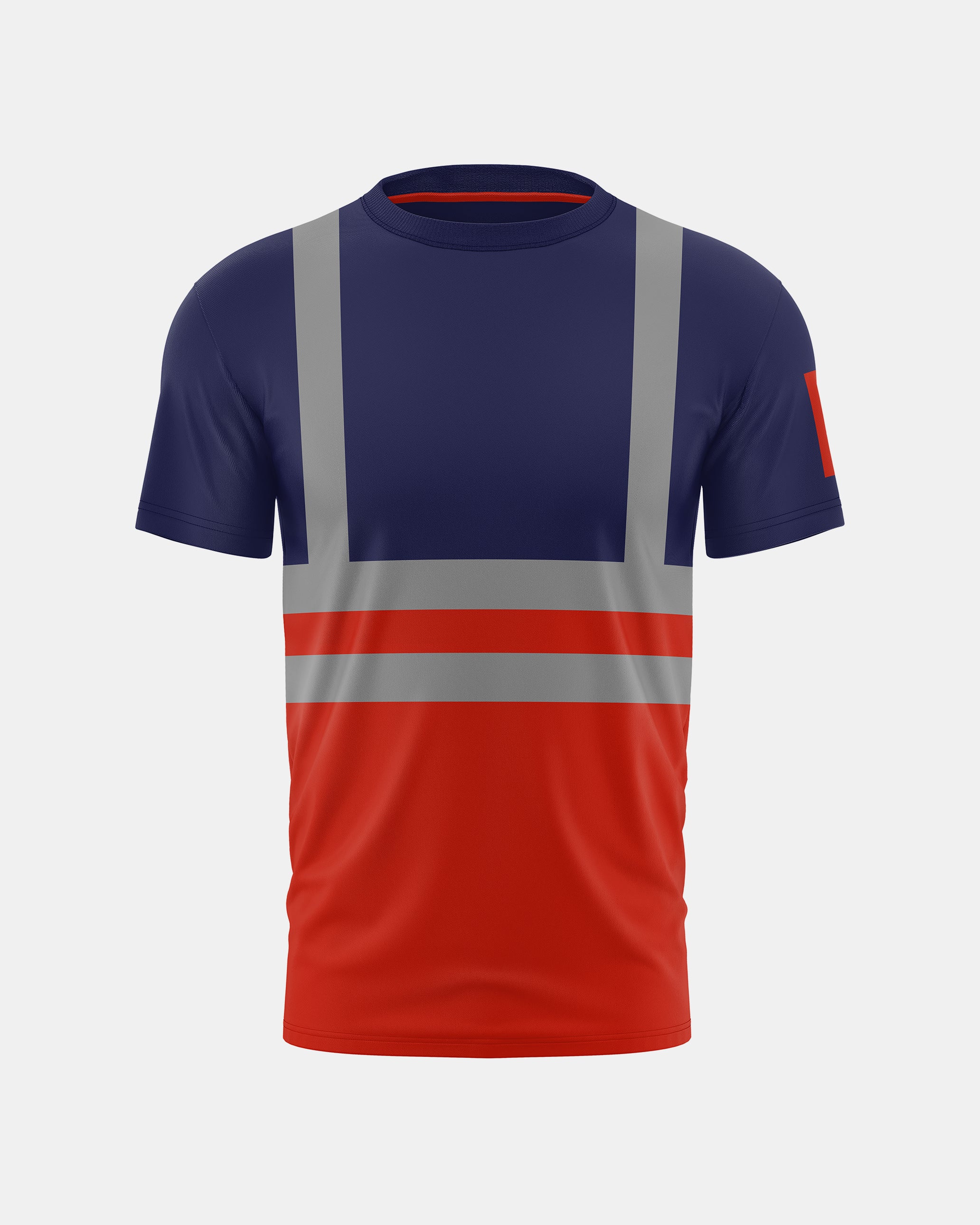 Hi-Vis Workwear T-Shirt | Neon Orange & Navy with Reflective Stripe – NOROZE