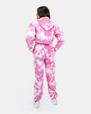 Women Pink Tie-Dye Fleece Tracksuit