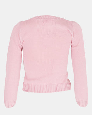 Girls Bird Pink Christmas Jumper