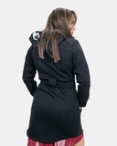 Black Belted Button Fleece Coat