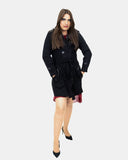 Black Belted Button Fleece Coat