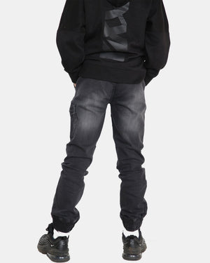 Black Casual Retro Denim Pants