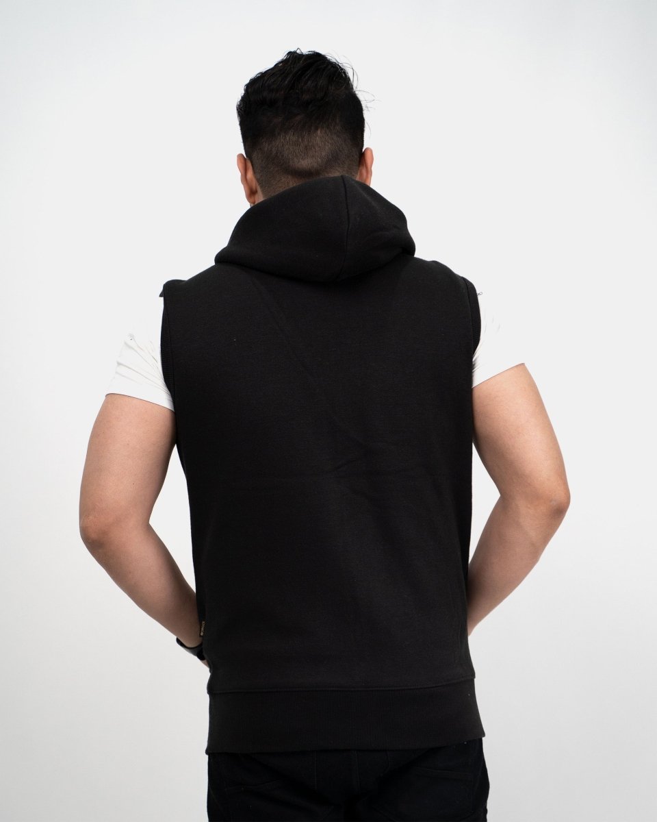 Black Casual Zip - Up Men's Hoodie