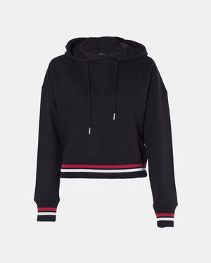 Black Cropped Baggy Pullover Hoodie