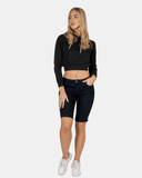 Black Denim Stretchy Bermuda Shorts