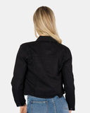 Black Distressed Hem Denim Jacket