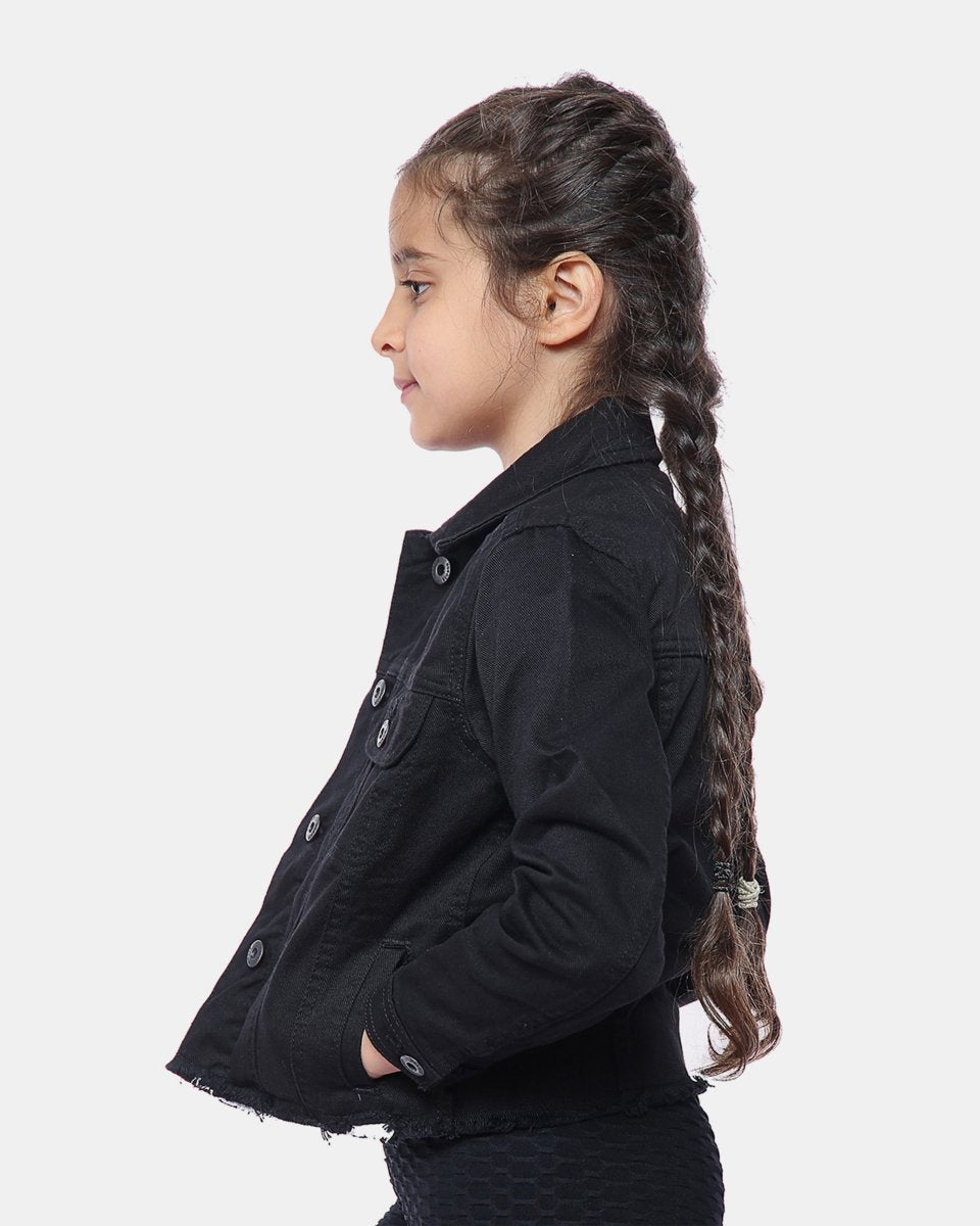 Black Kid's Cropped Denim Jacket