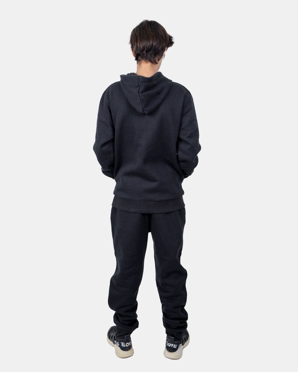 Black Kids Plain Hooded Tracksuit