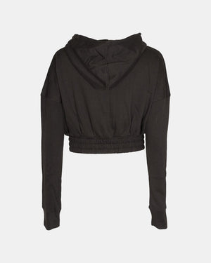 Black Ladies Zip - Crop Hoodie
