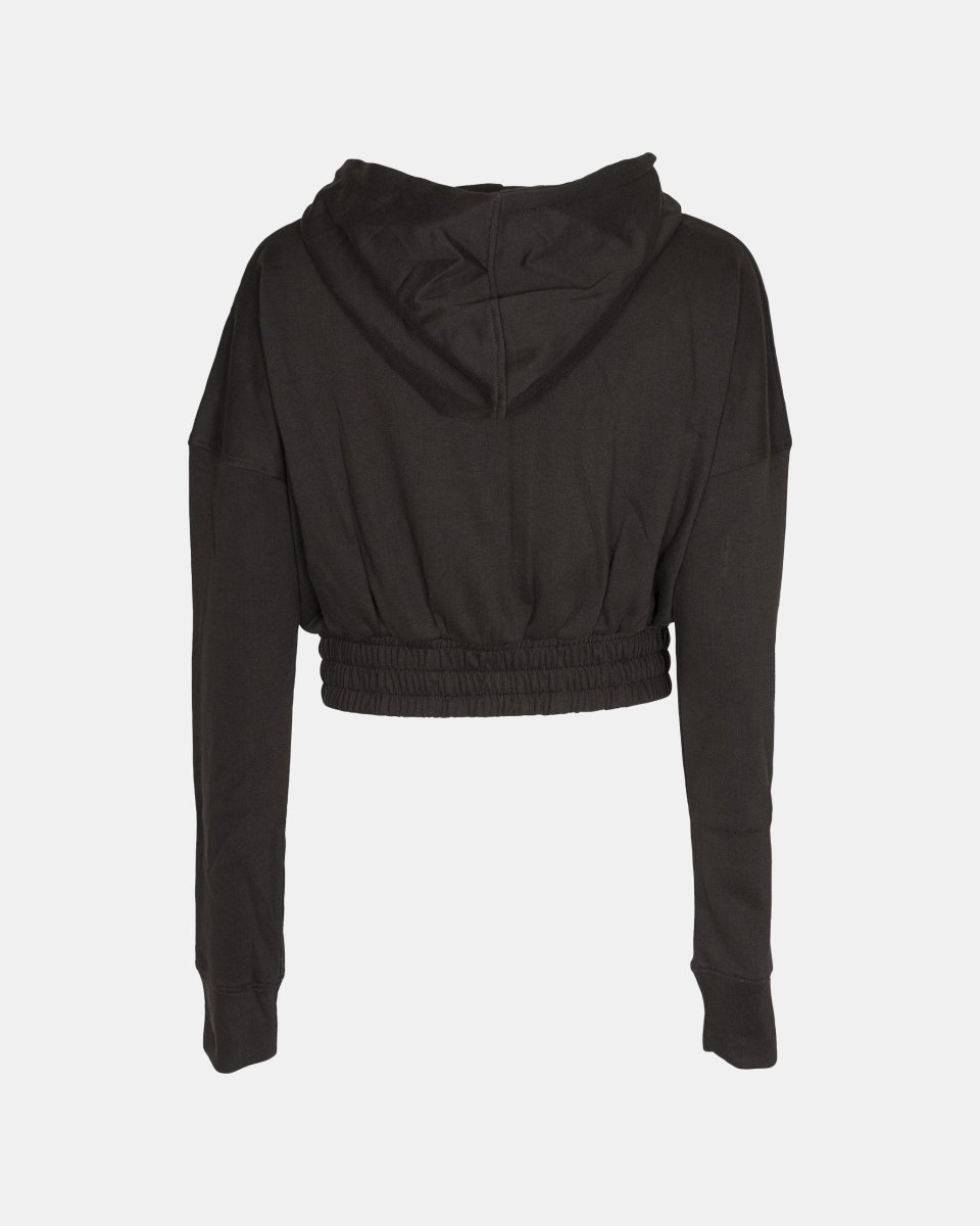 Black Ladies Zip - Crop Hoodie
