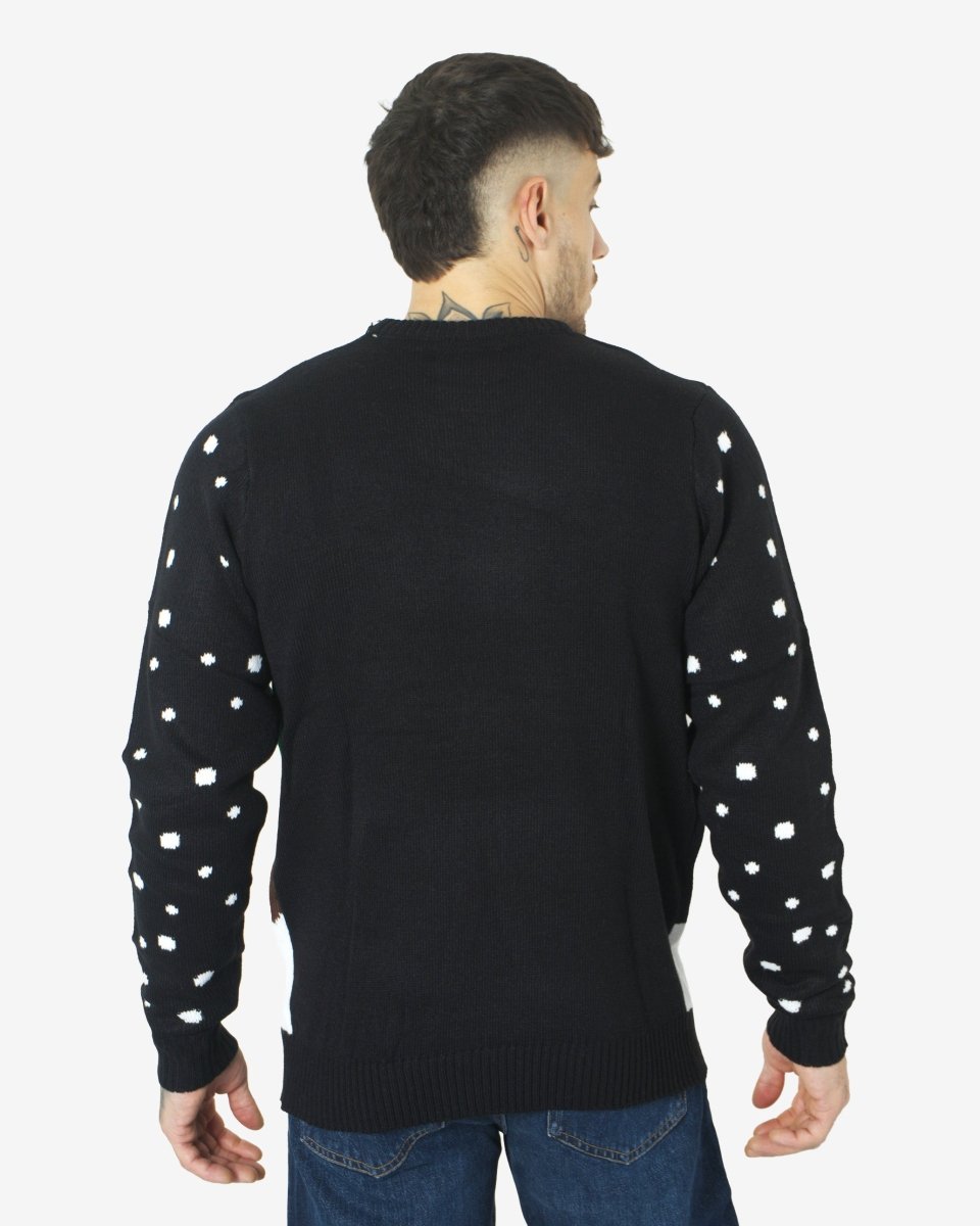 Black Lightweight Santa Printed Jumper