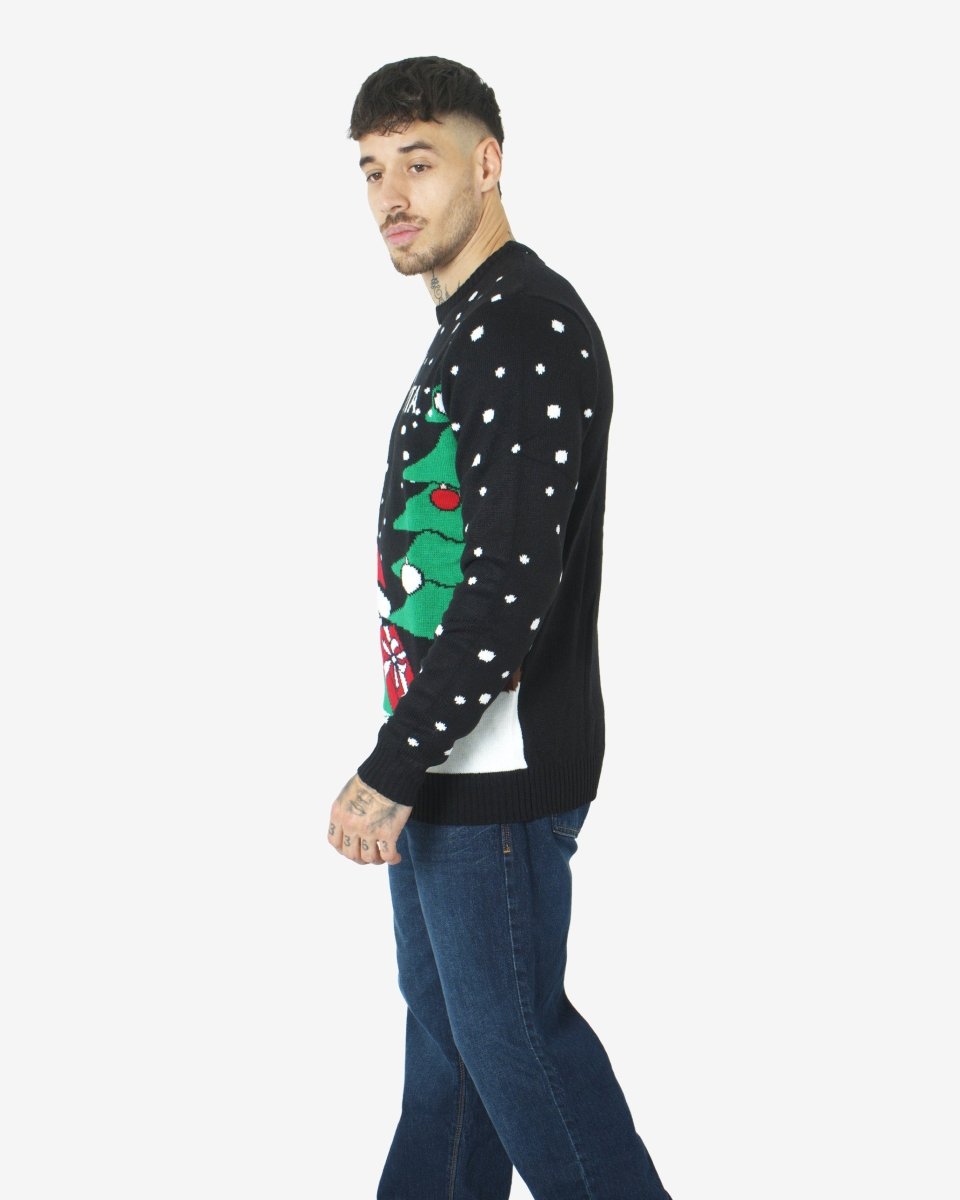 Black Lightweight Santa Printed Jumper