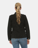 Black Military Style Summer Jacket (Silver Button)