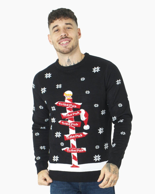 Black Pub Novelty Xmas Jumper