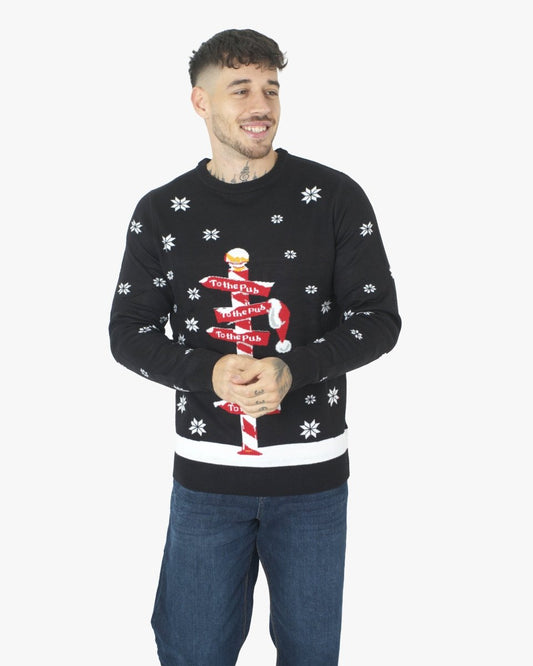 Black Pub Novelty Xmas Jumper
