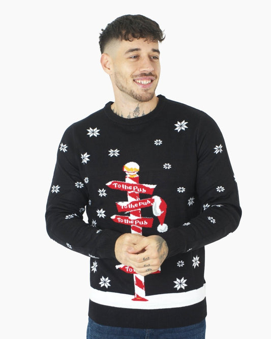 Black Pub Novelty Xmas Jumper