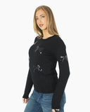 Women’s Christmas Black Bow Sequin Sparkle Jumper