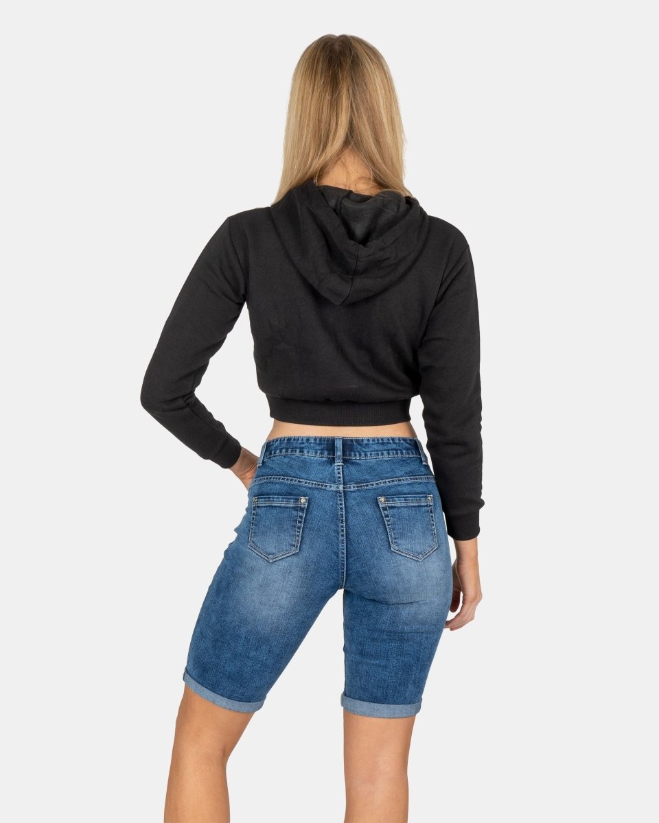 Blue Denim Stretchy Bermuda Shorts
