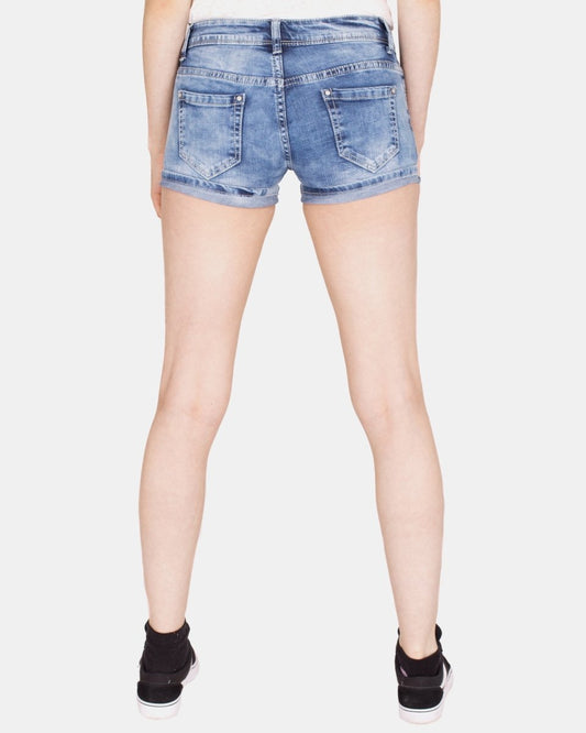 Blue E366 Raw Edges Jeans Short