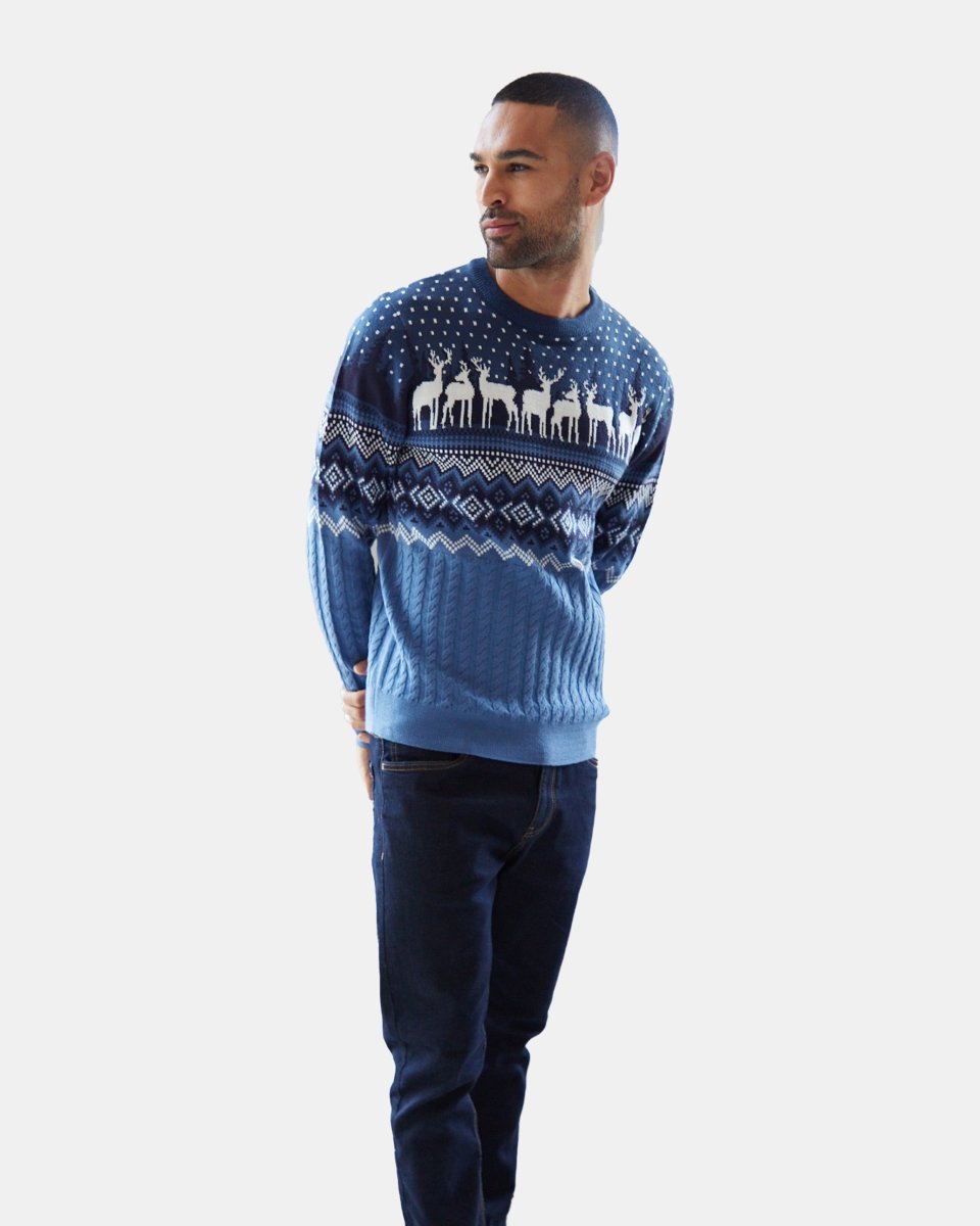 Blue Retro Christmas Jumper