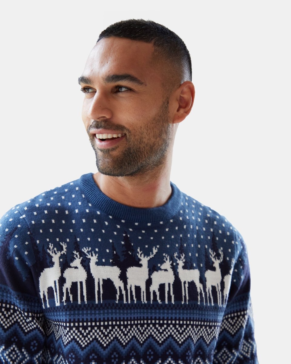 Blue Retro Christmas Jumper