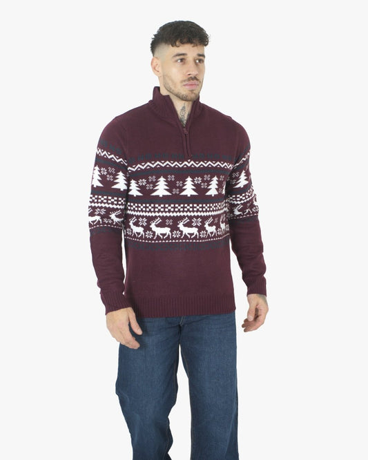 Burgundy Chunky Knit Christmas Jumper