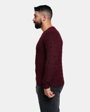 Burgundy Mens Cable Knit Jumper
