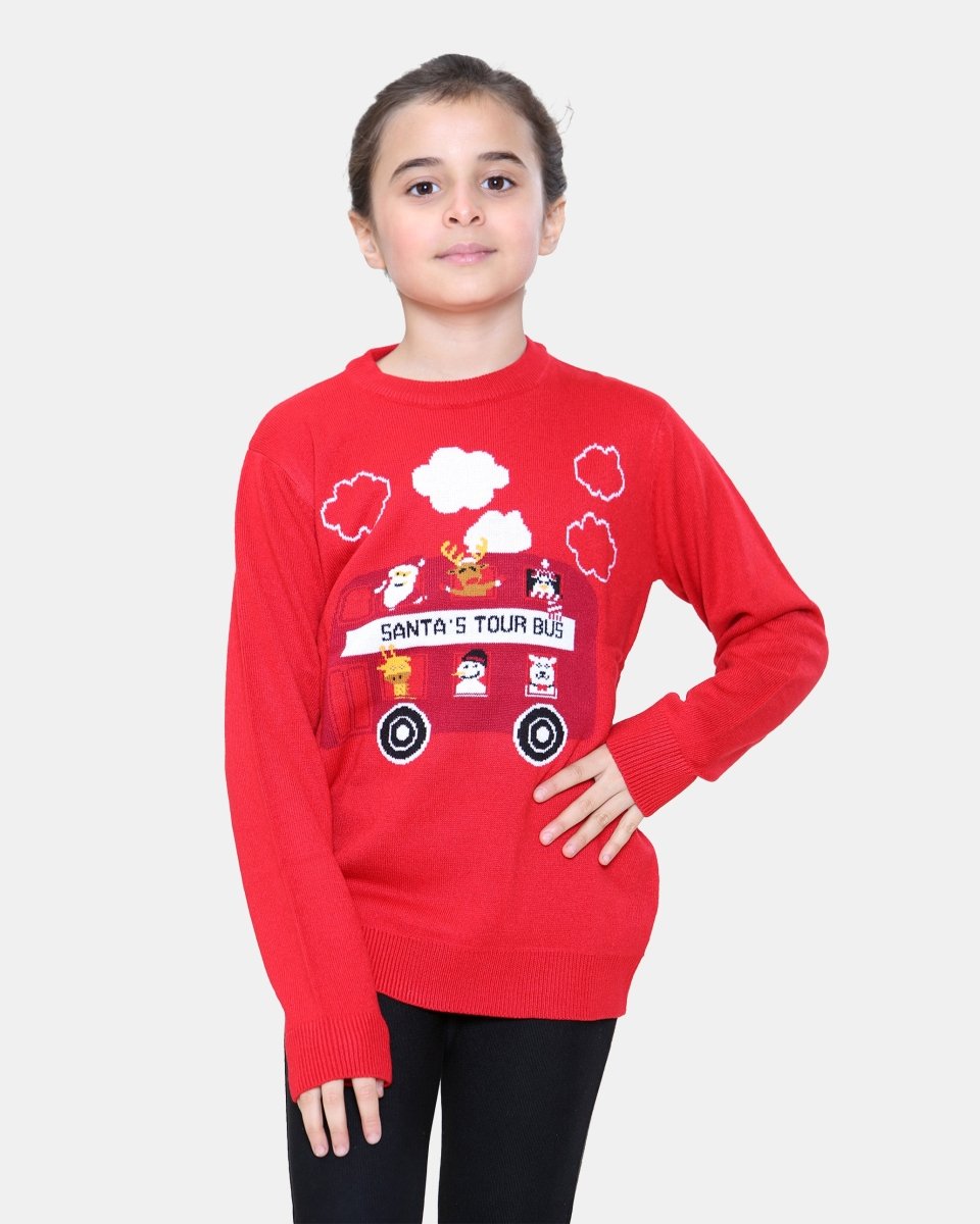 Bus Red Kids Christmas Jumpers
