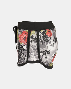 Charcoal Floral Print Casual Shorts